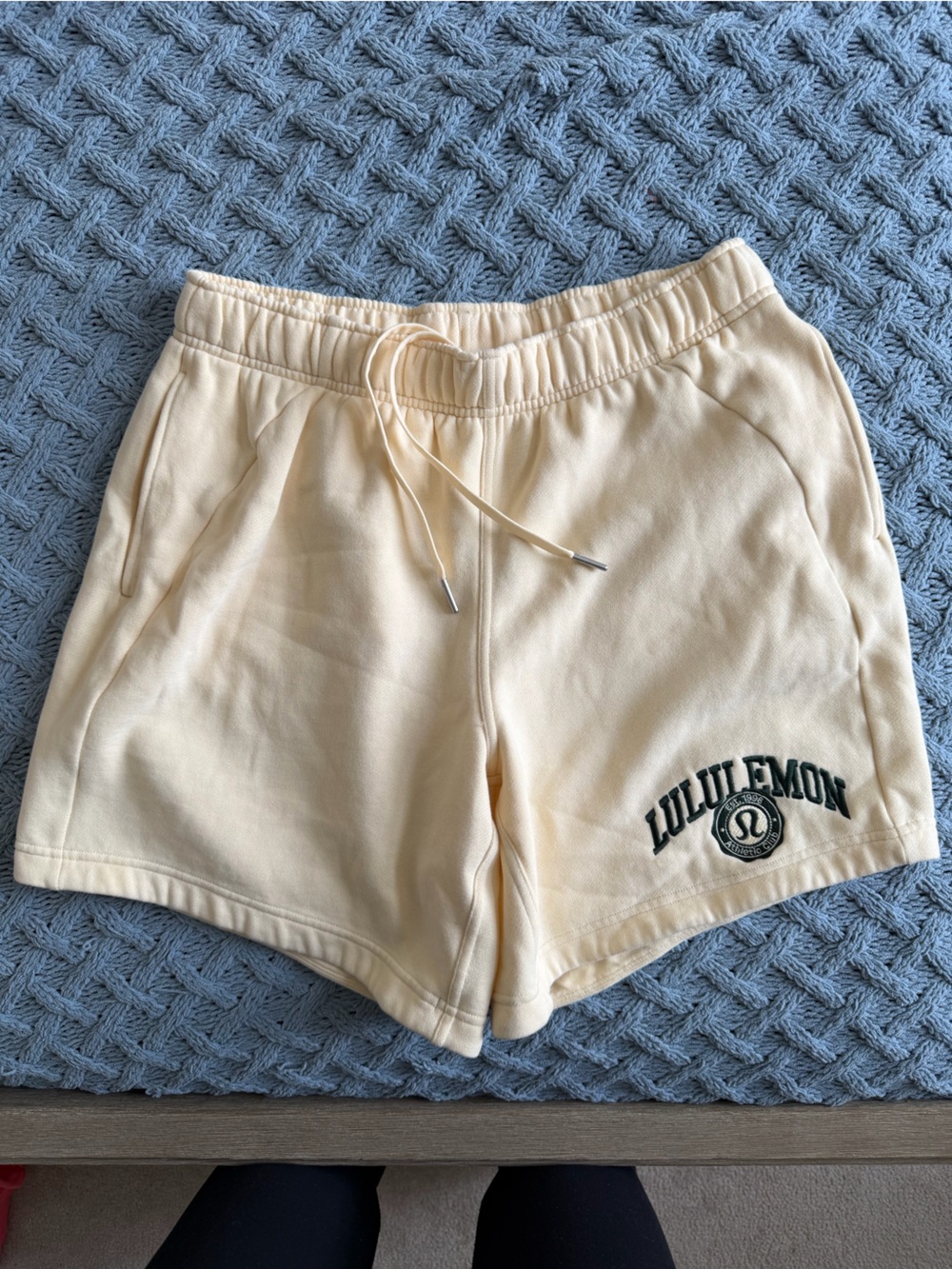 lululemon athletica Cream Drawstring Athletic Shorts with Logo